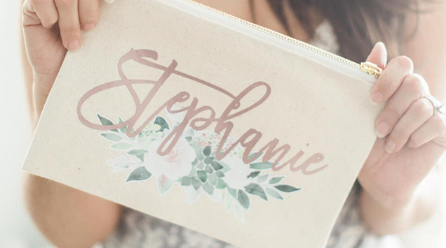 Personalized Floral Makeup Bag | $13 | Etsy